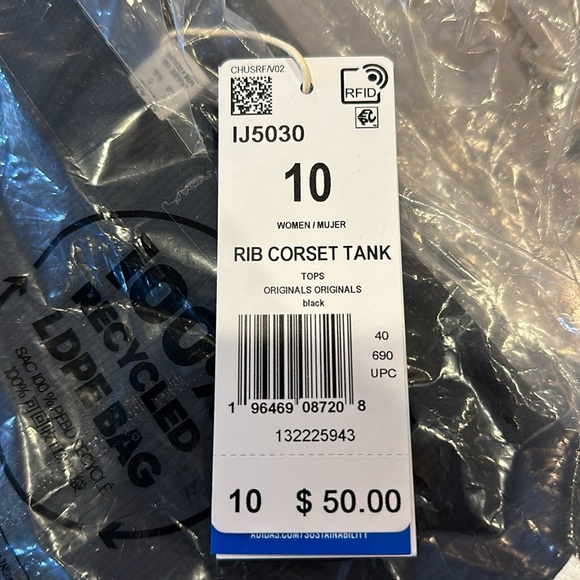 NWT adidas Originals Women's Ribbed Corset Tank Size 10 - Picture 6 of 6